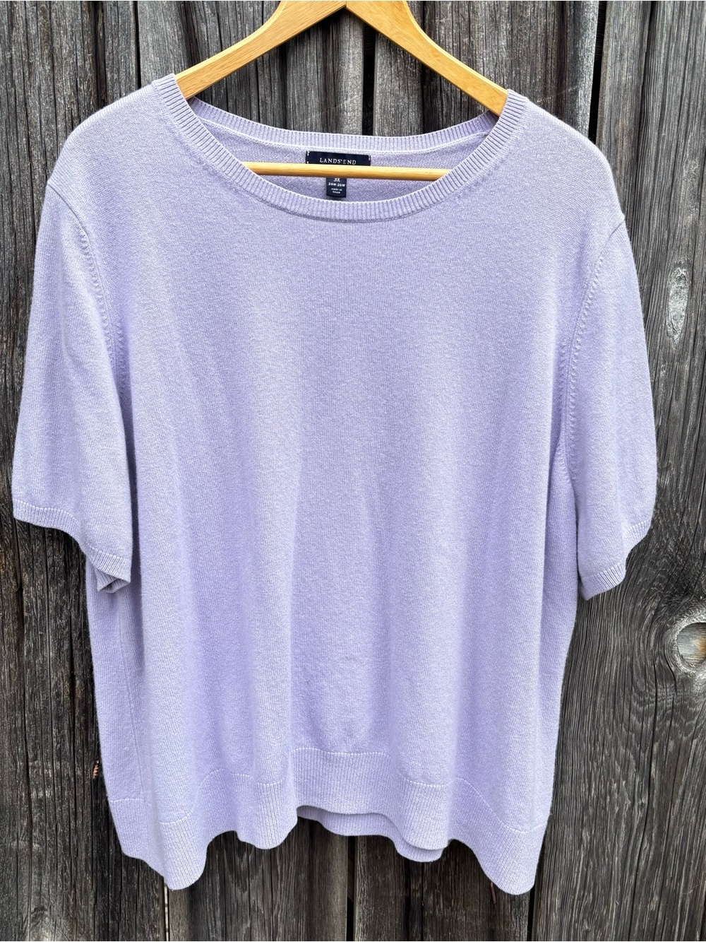 Lands' End Lavender Short-Sleeve 100% Cashmere Knit Top size 3X